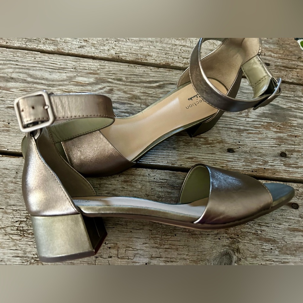 Clarks Metallic Block Heel Sandals
